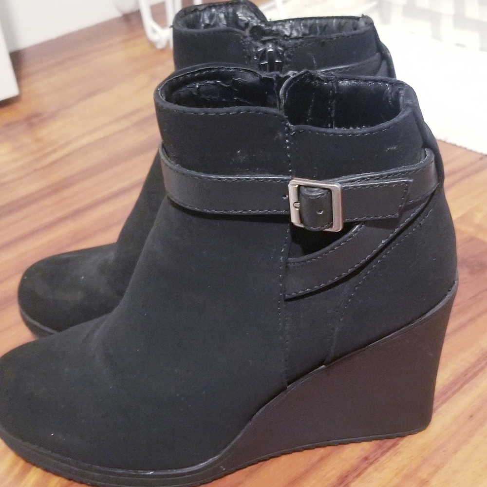 Black Wedge Ankle Boots